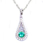 <span>GEMSTONE CLOSEOUT! </span>.42ct May Birthstone Green Emerald & Diamond 14kt White gold Pendant w/ chain