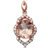 <span>GEMSTONE CLOSEOUT </span>! 1.14cts 14k Rose Gold Oval Morganite Gemstone & Diamond Pendant