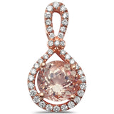 <span>DIAMOND CLOSEOUT! </span> 1.46cts Round Morganite Gemstone & Diamond 14k Rose Gold Pendant