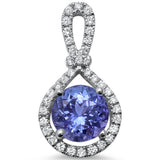 <span>GEMSTONE CLOSEOUT! </span> 1.68cts Round Tanzanite Gemstone & Diamond 14k White Gold Pendant