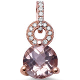 <span>GEMSTONE CLOSEOUT </span>! 1.97cts Round Morganite Gemstone & Diamond 14k Rose Gold Pendant