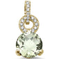 <span>GEMSTONE CLOSEOUT </span>! 1.76ct 14K Yellow Gold Natural Green Amethyst & Diamond Pendant