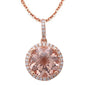 <span>GEMSTONE CLOSEOUT! </span>2.85cts Round  Morganite Gemstone & Diamond 14k Rose Gold Pendant