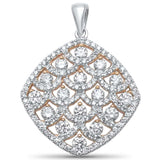 1.24ct H SI 14kt Two Tone Gold Diamond Pendant 1"