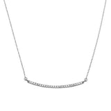 .15ct 14K White Gold Diamond Bar Pendant Necklace 18" Long