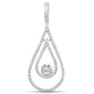 <span style="color:purple">SPECIAL!</span>.68ct G SI 14kt White Gold Tear Drop Floating Diamond Pendant 1.5"