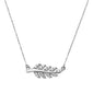 .10ct 14kt White Gold Diamond Trendy Olive Branch Leaf Pendant 18" Necklace