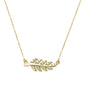 .11ct 14kt Yellow Gold Diamond Olive Branch Leaf Pendant 16+2"ext Necklace