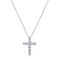 .06ct 14kt White Gold Diamond Cross Pendant Necklace 18" Long