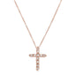 <span>DIAMOND  CLOSEOUT! </span>.06ct 14kt Rose Gold Diamond Cross Pendant Necklace 18"