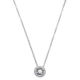 <span>DIAMOND  CLOSEOUT! </span>.09ct 14kt White Gold Round Diamond Halo Pendant