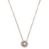 .08ct 14kt Rose Gold Round Diamond Halo Drop Pendant 18" Necklace