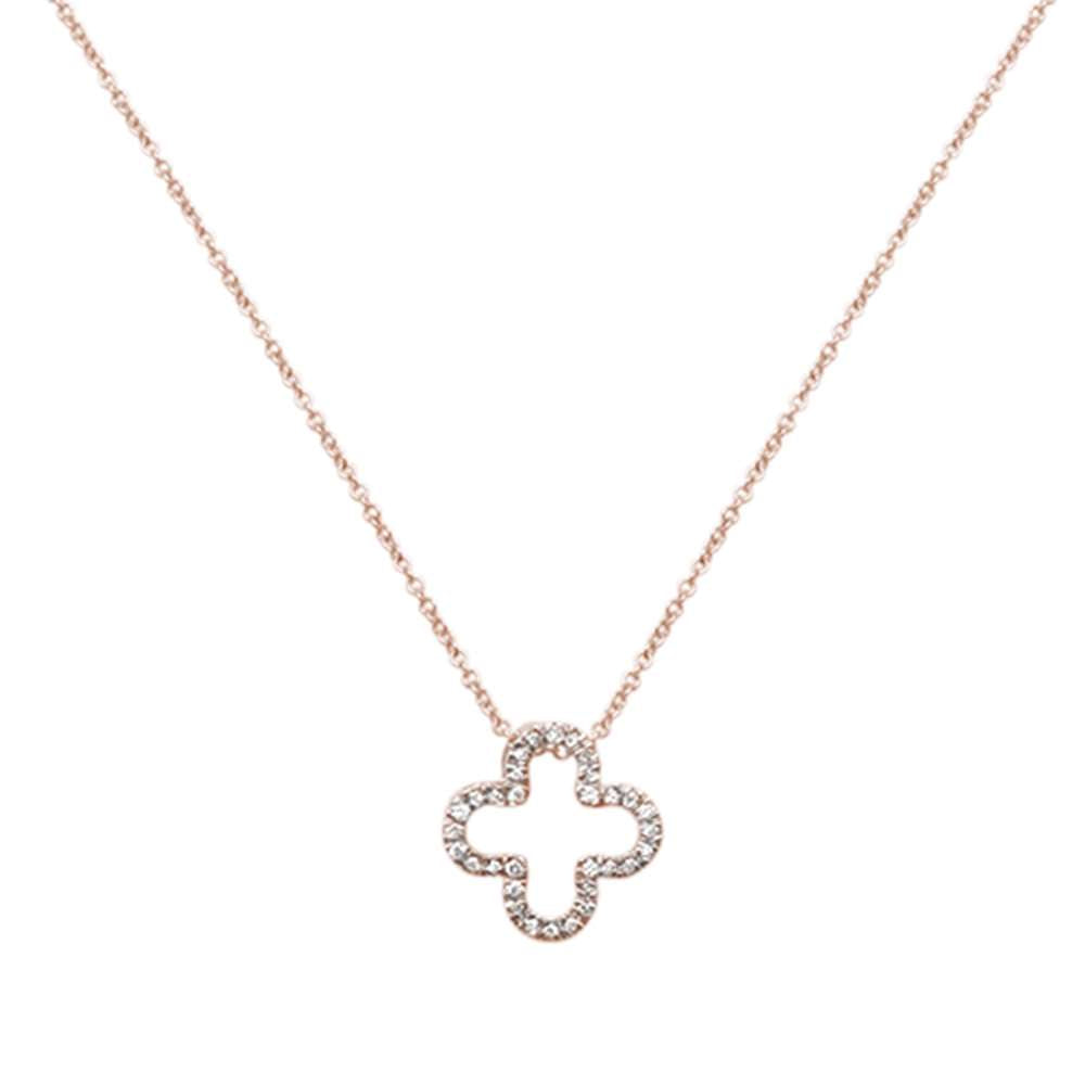 .08ct 14kt Rose Gold Quatrefoil Flower Diamond Pendant