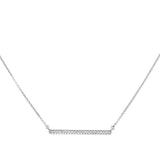 <span>DIAMOND CLOSEOUT! </span>.07ct 14kt White Gold Diamond Trendy Bar Pendant 18" Necklace