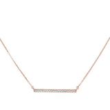 .07ct 14kt Rose Gold Diamond Trendy Bar Pendant 18" Necklace