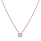 .07ct 14k Rose Gold Round Diamond Solitaire Pendant Necklace 18"Long
