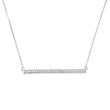 .14ct 14kt White Gold Trendy Round Diamond Bar Pendant 18" Necklace