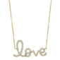 .17ct G SI 14k Yellow Gold Diamond Heart "Love" Script Pendant Necklace 18" Long