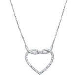 .24ct 14kt White Gold Infinity Love Knot Heart Diamond Pendant 18" Necklace