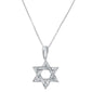 .11ct 14kt White Gold Jewish Star of David Diamond Pendant 18" Necklace