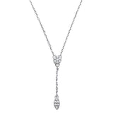 <span>DIAMOND CLOSEOUT! </span>.11ct 14k White Gold Diamond Drop Dangle Flower Lariat Pendant 18"Necklace