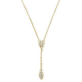 <span>DIAMOND CLOSEOUT! </span>.12ct 14kt Yellow Gold Drop Dangle Lariat Pendant Necklace 18"