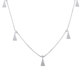 .18ct G SI 14K White Gold Diamond Trendy Triangle & Round Pendant Necklace 18" Long