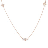 .15cts 14k Rose Gold Diamond Station Necklace 18"