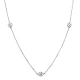 .16ct 14kt White Gold 3 Diamond Trendy Pendant 18" Necklace