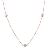 <span>DIAMOND CLOSEOUT! </span>.16CT G SI 14KT Rose Gold Diamond Station Necklace 16" + 2" Chain