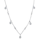 .11ct 14kt White Gold Pear Tear Drop Diamond Pendant 18" Necklace