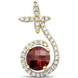 1.39cts 14k Yellow Gold Round Garnet & Diamond Designer Pendant
