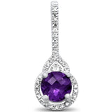 .81cts 14k White gold Round Amethyst & Diamond Designer Pendant