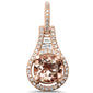 <span>GEMSTONE CLOSEOUT </span>! .95ct 14kt Rose Gold Round Genuine Morganite Diamond Modern Drop Pendant