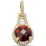 1.62cts 14k Yellow Gold Round Garnet & Diamond Designer Pendant