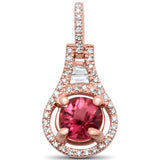 0.61cts 14k Rose Gold Round Pink Topaz & Diamond Designer Pendant