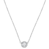 .16cts 14kt White Gold Round Diamond Solitaire Pendant Necklace 18" Long