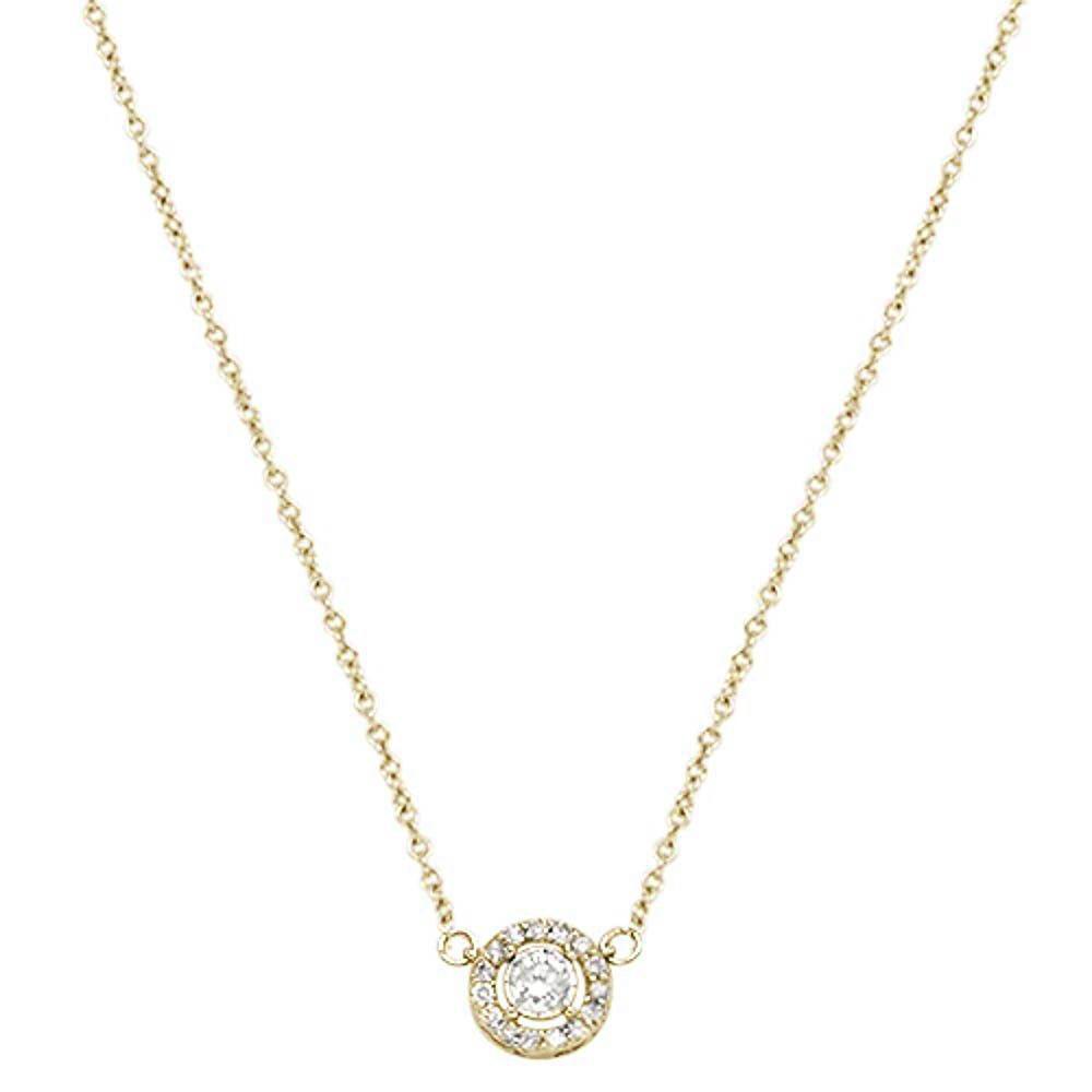 <span>DIAMOND  CLOSEOUT! </span>.17ct 14k Yellow Gold Diamond Round Halo Solitaire Pendant Necklace 18"