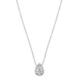 .13cts 14kt White Gold Diamond Pear Shape Solitaire Pendant Necklace 18"