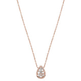 .13cts 14kt Rose Gold Diamond Pear Shape Solitaire Pendant Necklace 18"
