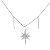 <span>DIAMOND CLOSEOUT! </span> .15cts 14kt White Gold Shining Star Round Diamond Pendant Necklace 18" Long