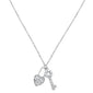 .13cts 14kt White Gold Round Diamond Key to my Heart Pendant Necklace 18"