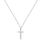 .07cts 10kt White Gold Round Diamond Cross Pendant Necklace 18" Long