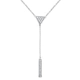 <span>DIAMOND CLOSEOUT! </span>.17cts 14kt White Gold Round Diamond Drop Lariat Pendant Necklace 18" Long