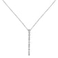 .09cts 14kt White Gold Round Diamond Drop Lariat Pendant Necklace 18" Long