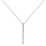 <span>DIAMOND CLOSEOUT! </span> .09cts 14kt White Gold Round Diamond Drop Lariat Pendant Necklace 18" Long