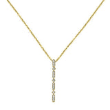 <span>DIAMOND CLOSEOUT! </span> .08ct 14k Yellow Gold Diamond Lariat Drop Modern Pendant Necklace 18" Long