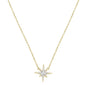 .11ct 14k Yellow Gold Diamond Starburst Charm Pendant Necklace 18" Long