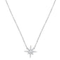 .10cts 14kt White Gold Round Diamond Starburst Pendant Necklace 16+2" Ext Long