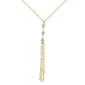 <span style="color:purple">SPECIAL!</span>.10cts 14kt Yellow Gold Round Diamond Drop Dangle Tassel Necklace 18" Long